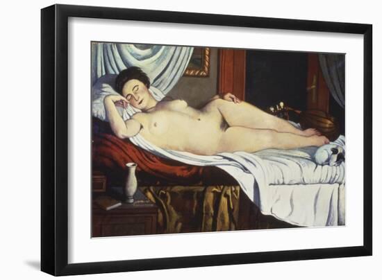 Sleeping Venus, (Naked Woman on a Bed) Woman-Pietro Marussig-Framed Art Print