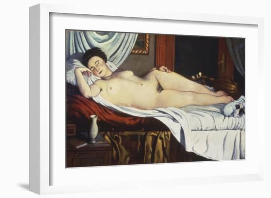 Sleeping Venus, (Naked Woman on a Bed) Woman-Pietro Marussig-Framed Art Print