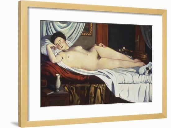 Sleeping Venus, (Naked Woman on a Bed) Woman-Pietro Marussig-Framed Art Print