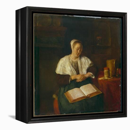 Sleeping Woman-Gabriel Metsu-Framed Premier Image Canvas