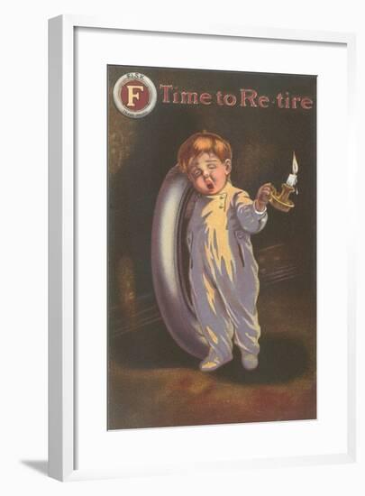 Sleepy Boy with Tire and Candle-null-Framed Giclee Print
