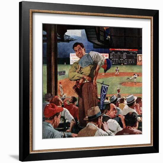 "Sleepy Inning", April 23, 1955-Earl Mayan-Framed Giclee Print