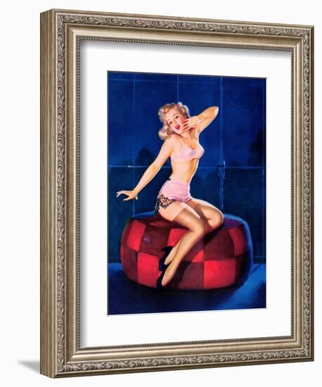 Sleepy-Time Girl Pin-Up c1940s-Gil Elvgren-Framed Art Print