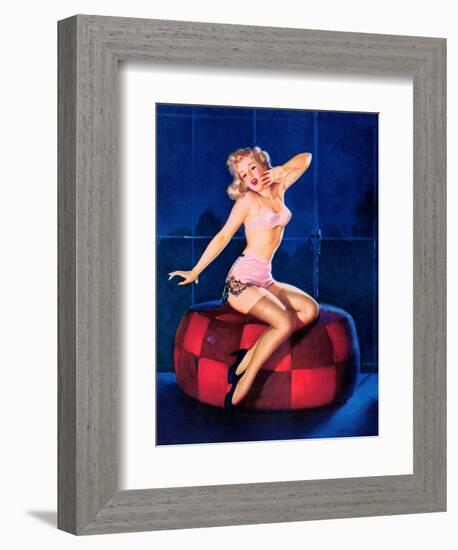 Sleepy-Time Girl Pin-Up c1940s-Gil Elvgren-Framed Art Print