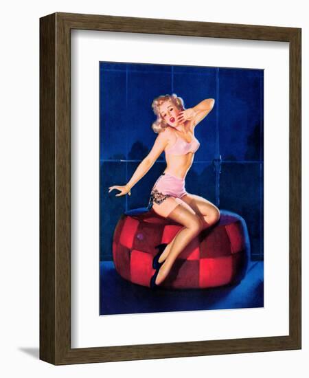 Sleepy-Time Girl Pin-Up c1940s-Gil Elvgren-Framed Art Print