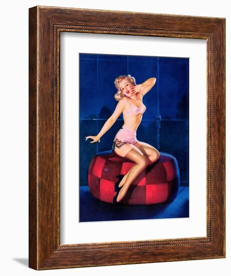 Sleepy-Time Girl Pin-Up c1940s-Gil Elvgren-Framed Art Print