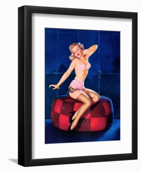 Sleepy-Time Girl Pin-Up c1940s-Gil Elvgren-Framed Art Print