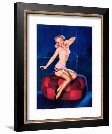 Sleepy-Time Girl Pin-Up c1940s-Gil Elvgren-Framed Art Print