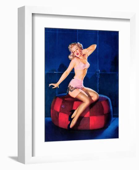 Sleepy-Time Girl Pin-Up c1940s-Gil Elvgren-Framed Art Print