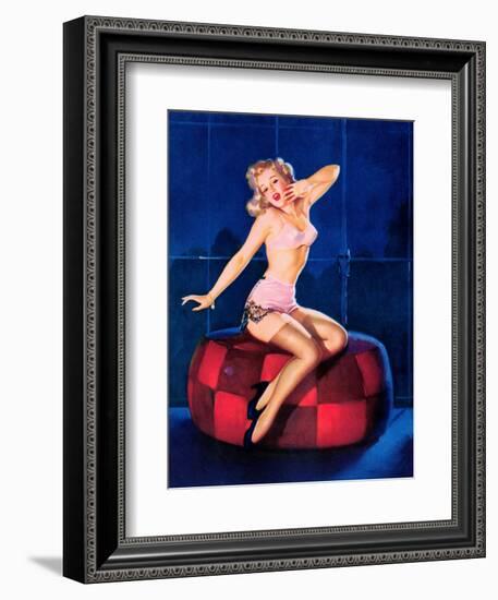 Sleepy-Time Girl Pin-Up c1940s-Gil Elvgren-Framed Art Print