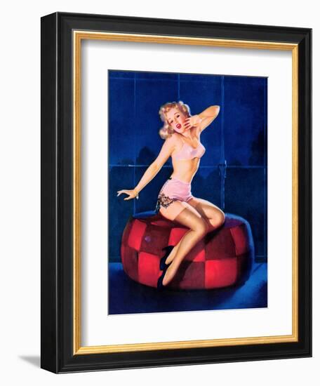 Sleepy-Time Girl Pin-Up c1940s-Gil Elvgren-Framed Art Print