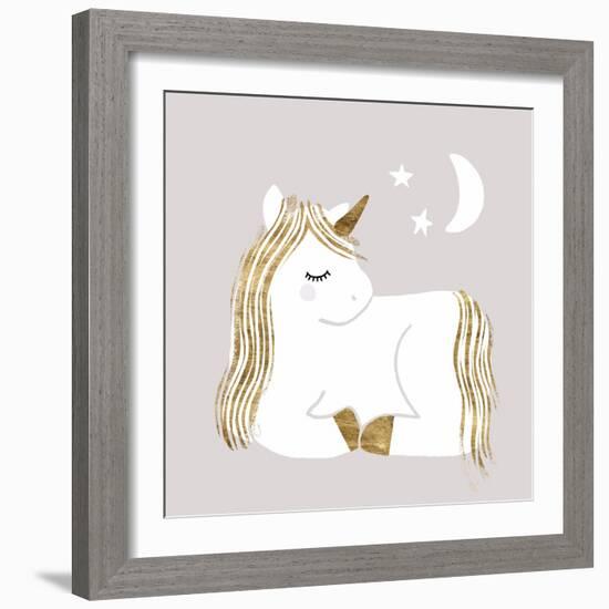 Sleepy Unicorn II-Victoria Barnes-Framed Art Print