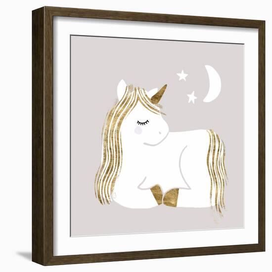 Sleepy Unicorn II-Victoria Barnes-Framed Art Print