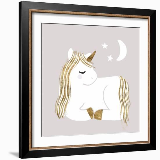 Sleepy Unicorn II-Victoria Barnes-Framed Art Print