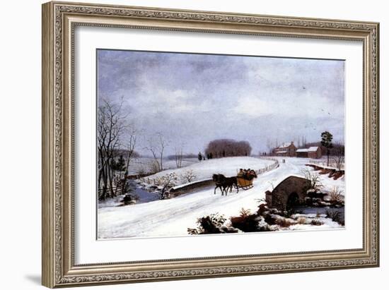 Sleigh in Winter, 1832-Thomas Birch-Framed Giclee Print