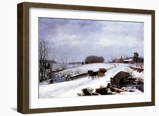 Sleigh in Winter, 1832-Thomas Birch-Framed Giclee Print