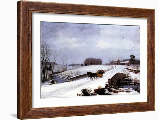 Sleigh in Winter, 1832-Thomas Birch-Framed Giclee Print