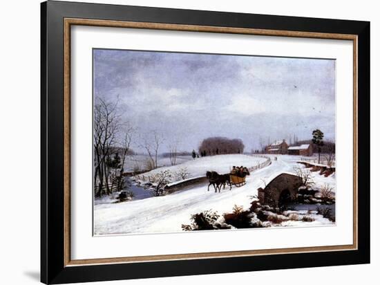 Sleigh in Winter, 1832-Thomas Birch-Framed Giclee Print