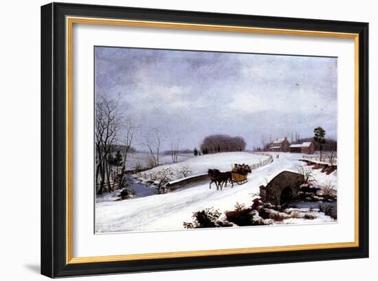 Sleigh in Winter, 1832-Thomas Birch-Framed Giclee Print