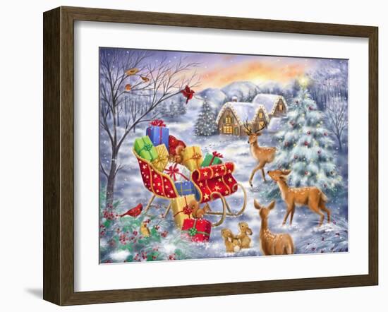 Sleigh in Woodland-MAKIKO-Framed Giclee Print