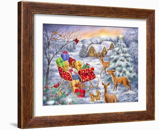 Sleigh in Woodland-MAKIKO-Framed Giclee Print