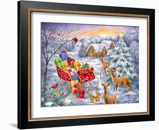 Sleigh in Woodland-MAKIKO-Framed Giclee Print