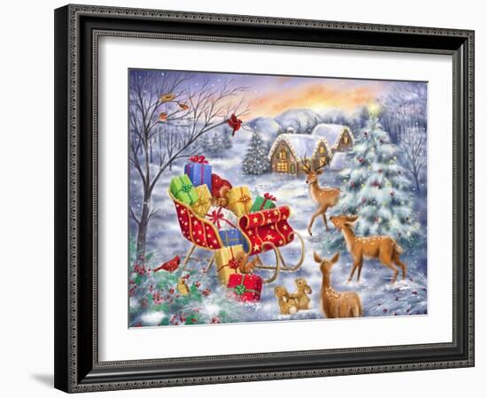 Sleigh in Woodland-MAKIKO-Framed Giclee Print