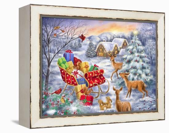 Sleigh in Woodland-MAKIKO-Framed Premier Image Canvas