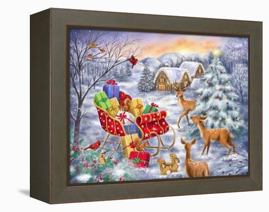 Sleigh in Woodland-MAKIKO-Framed Premier Image Canvas