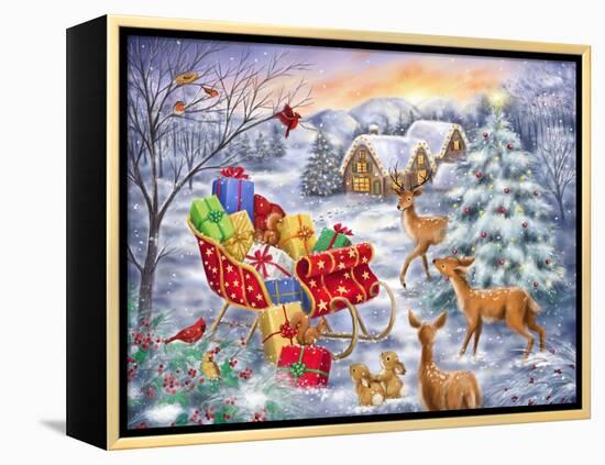 Sleigh in Woodland-MAKIKO-Framed Premier Image Canvas