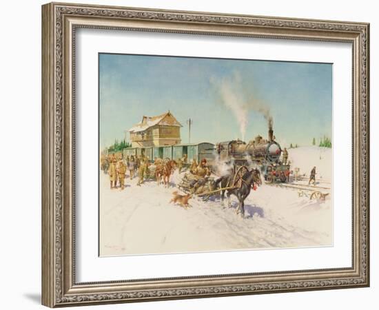 Sleigh Post, 1978 (Oil on Canvas)-Terence Cuneo-Framed Giclee Print