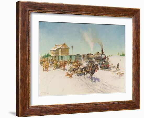 Sleigh Post, 1978 (Oil on Canvas)-Terence Cuneo-Framed Giclee Print