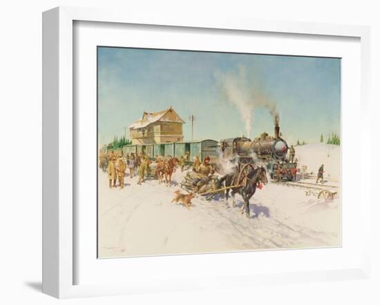 Sleigh Post, 1978 (Oil on Canvas)-Terence Cuneo-Framed Giclee Print