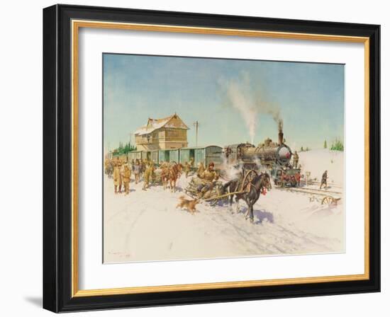 Sleigh Post, 1978 (Oil on Canvas)-Terence Cuneo-Framed Giclee Print