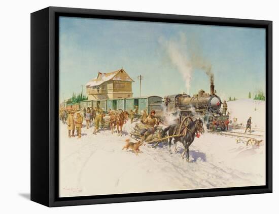 Sleigh Post, 1978 (Oil on Canvas)-Terence Cuneo-Framed Premier Image Canvas