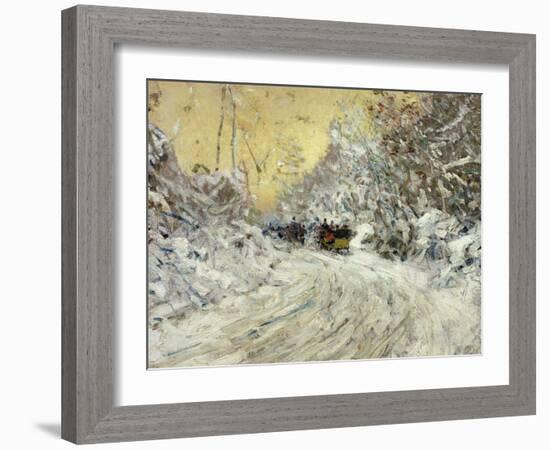 Sleigh Ride in Central Park-Childe Hassam-Framed Giclee Print