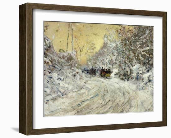 Sleigh Ride in Central Park-Childe Hassam-Framed Giclee Print