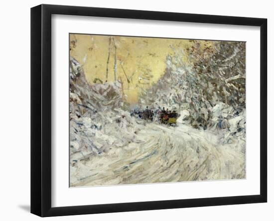 Sleigh Ride in Central Park-Childe Hassam-Framed Giclee Print