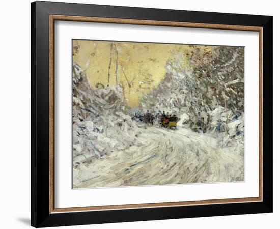 Sleigh Ride in Central Park-Childe Hassam-Framed Giclee Print