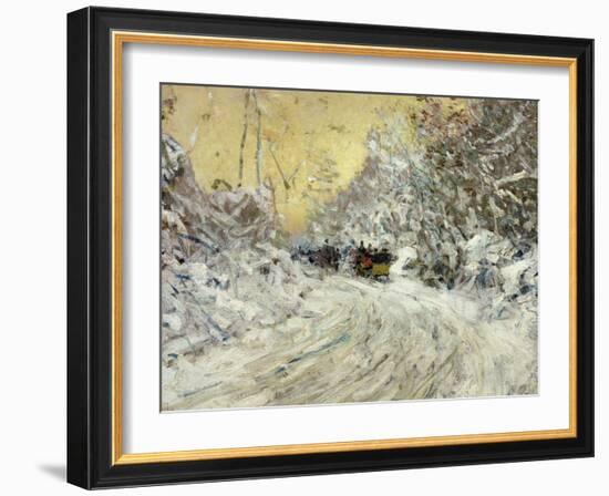 Sleigh Ride in Central Park-Childe Hassam-Framed Giclee Print