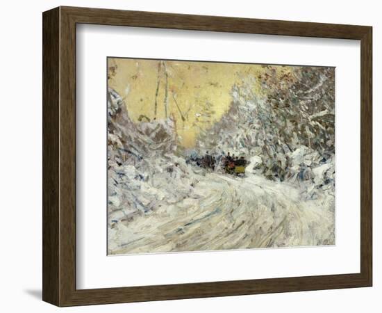 Sleigh Ride in Central Park-Childe Hassam-Framed Giclee Print