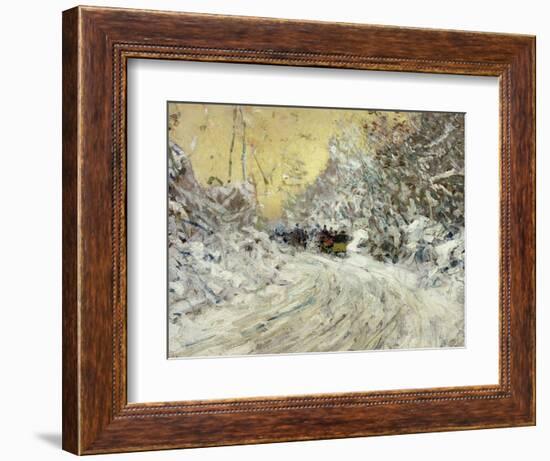 Sleigh Ride in Central Park-Childe Hassam-Framed Giclee Print