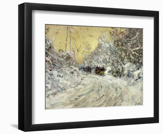 Sleigh Ride in Central Park-Childe Hassam-Framed Giclee Print