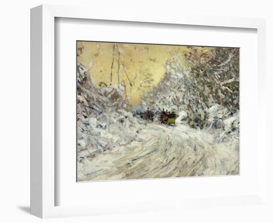 Sleigh Ride in Central Park-Childe Hassam-Framed Giclee Print