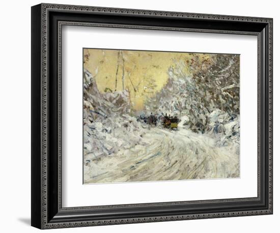 Sleigh Ride in Central Park-Childe Hassam-Framed Giclee Print