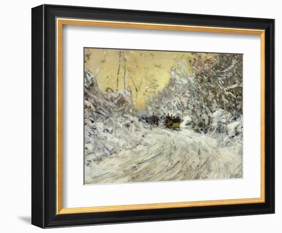 Sleigh Ride in Central Park-Childe Hassam-Framed Giclee Print