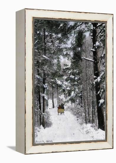 Sleigh-Ride Through the north Shore Woods, Massachusetts, 1800s-null-Framed Premier Image Canvas