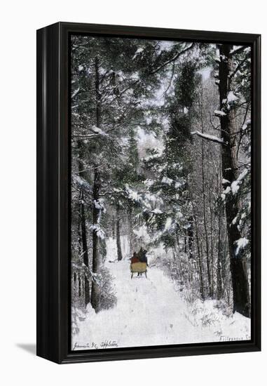 Sleigh-Ride Through the north Shore Woods, Massachusetts, 1800s-null-Framed Premier Image Canvas