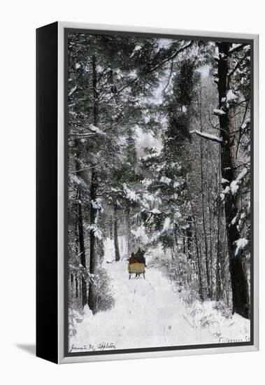 Sleigh-Ride Through the north Shore Woods, Massachusetts, 1800s-null-Framed Premier Image Canvas