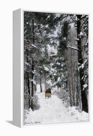 Sleigh-Ride Through the north Shore Woods, Massachusetts, 1800s-null-Framed Premier Image Canvas